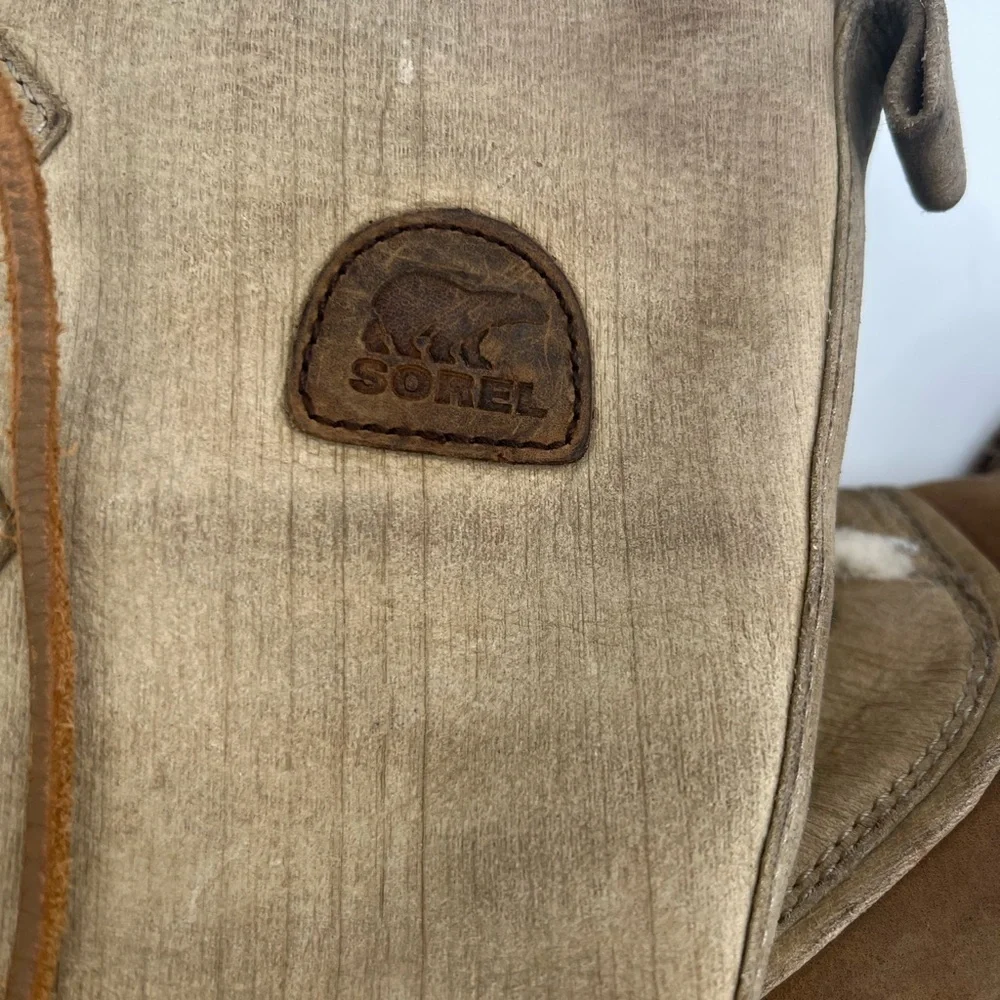 Sorel brown leather snow boots shoes size 7